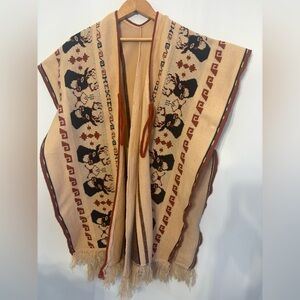 Rare vintage 1970s Mexico poncho sweater deer